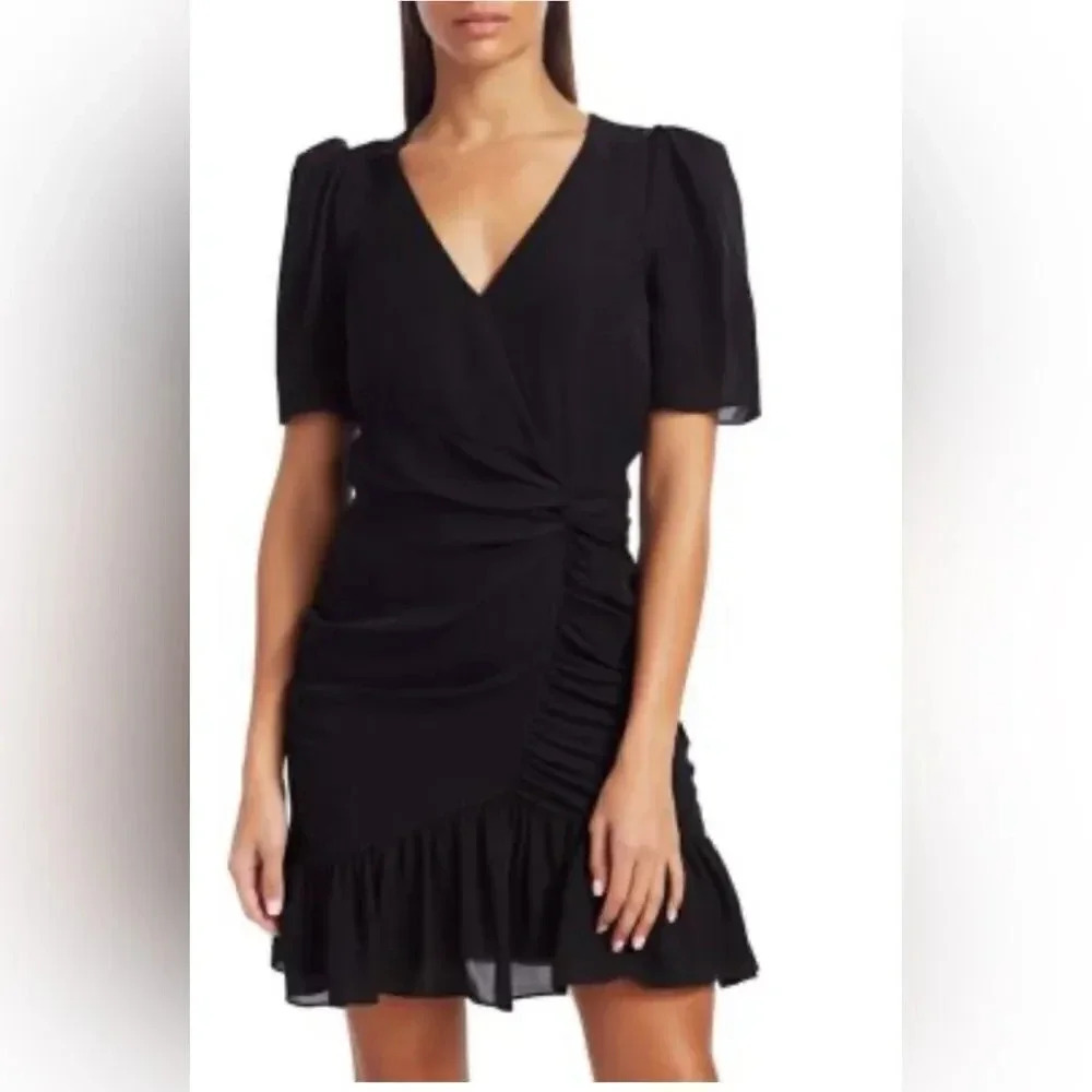 New Parker Krislyn Ruffled Silk Mini A-Line Dress